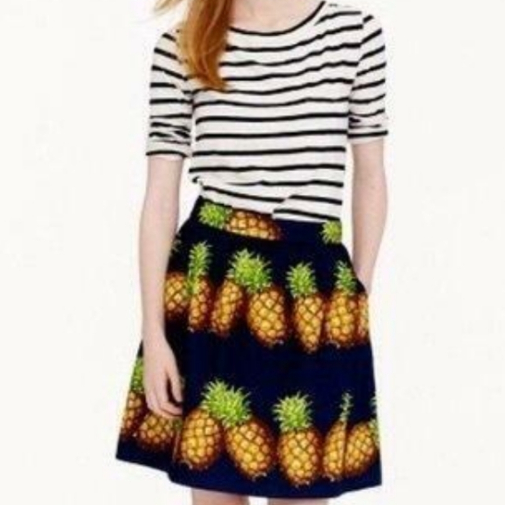 J. CREW RATTI Navy Pineapple  Skirt Size 6 EUC RARE